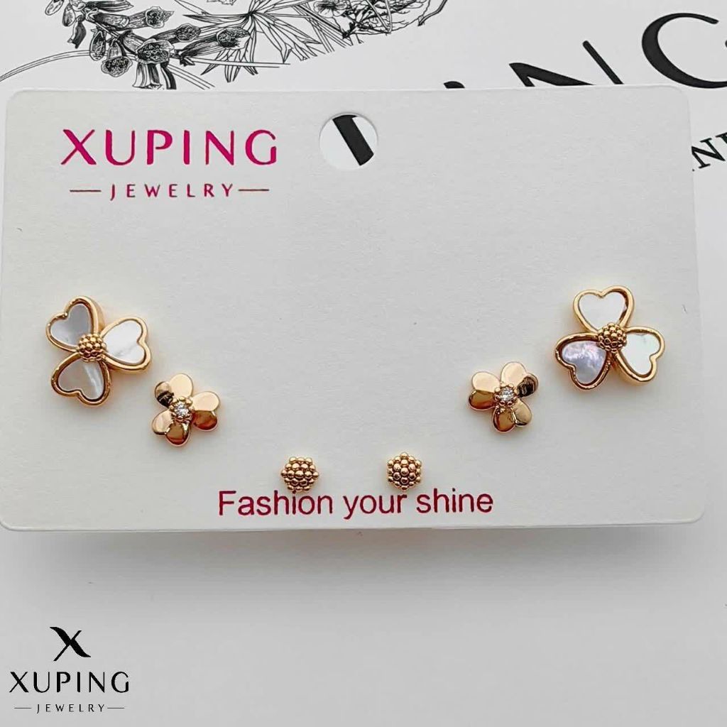 گوشواره سه جفتی ژوپینگ کد 2895 - خرید آنلاین از گالری آداس